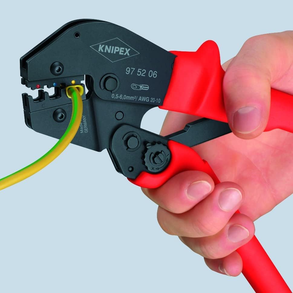 Knipex Alicate para crimpar terminales también para trabajar a dos manos bruñido, con fundas de plástico antideslizantes 250 mm 97 52 23