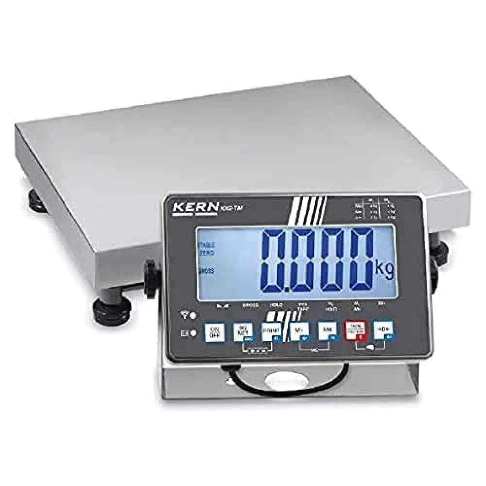 IP Balanza de plataforma protegida [Núcleo IXS 60 K de 3L] con acero inoxidable dispositivo de análisis de IP68, XL de pantalla, rango de pesaje [Max]: 60 kg, Lectura [D]: 2 g, placa de pesaje: Alto 500 x 400 x 123 mm (Acero Inoxidable)