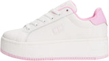Tommy Jeans Sneaker con Plataforma Mujer de Piel, Multicolor (Ecru/Carnival Pink), 38