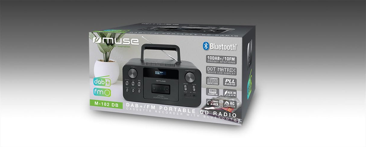 MUSE M-182 RDC Radio Cassette CD Grabador Bluetooth