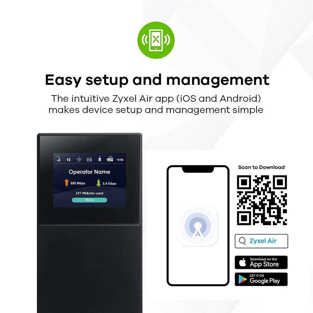 Zyxel 5G NR Router Portátil | WiFi 6 Banda Ancha de Alta Velocidad | Diseño Compacto [NR2301]