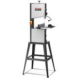 VEVOR 370 W Sierra de Cinta con Soporte de Mesa de Dos Velocidades de 506 RPM/920 RPM con Guía y Calibre de Inglete, Ancho de Garganta 245 mm, Altura de Corte de 160 mm para Carpintería, Aluminio