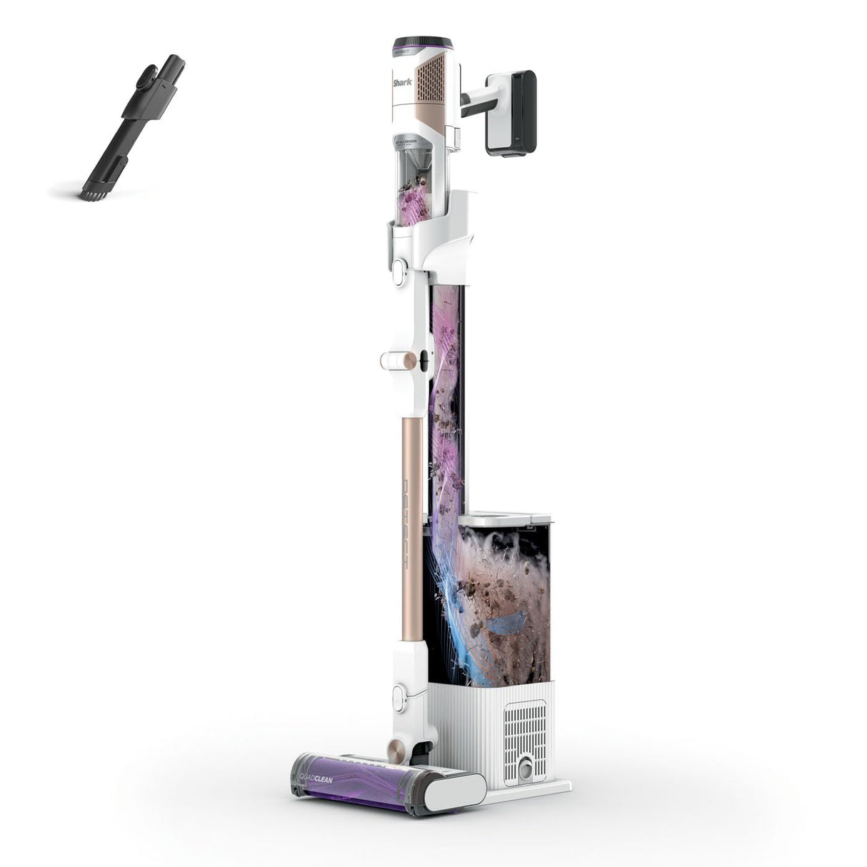 Shark Detect Clean & Empty Cordless Vacuum, 240 W, 2 Liters, 80 Decibeles, Blanco