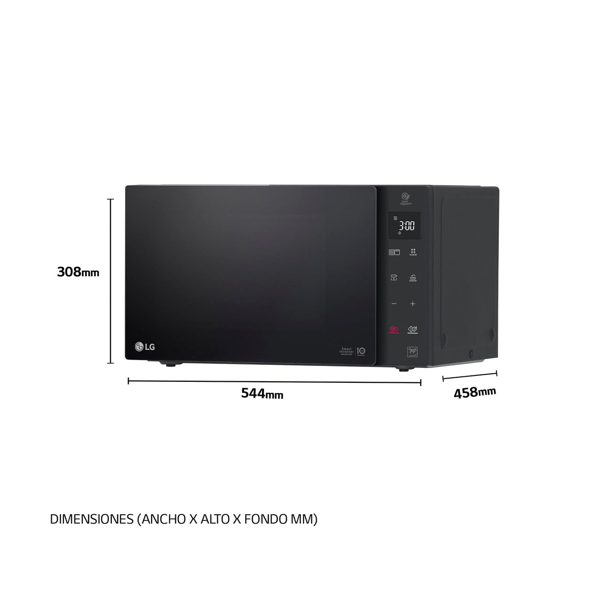 LG MH7235GPS - Microondas con Grill 2 en 1, 32L, Smart Inverter 1200 W, Panel Táctil y Giratorio, Cocina Rápida y Uniforme, Display LED, Easy Clan, Ahorro Energético, Negro