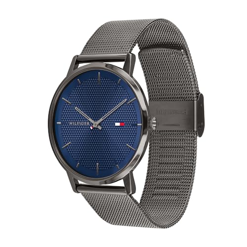 Tommy Hilfiger Reloj Analógico de Cuarzo para Hombre con Correa de Malla de Acero Inoxidable Gris Metalizado - 1791656