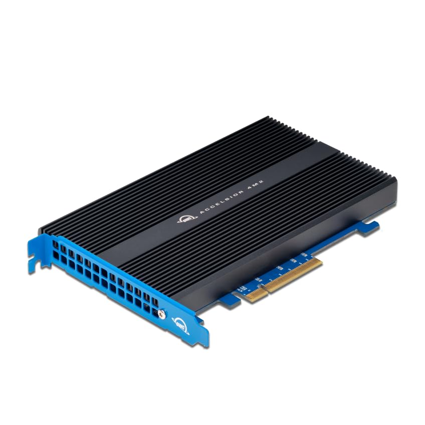 OWC Accelsior 4M2 (16.0TB) Solución de Almacenamiento PCIe NVMe M.2 de Cuatro Unidades SSD con SoftRAID XT para Mac Pro (Finales de 2019 - Actual), Mac Pro (2010-2012) y Torres de PC