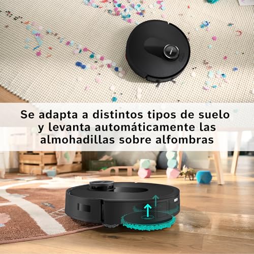 Bosch - Robot Aspirador Spotless MAX, BCRDW3B, aspira y friega, Potencia 11.000 Pa, Almohadillas giratorias, estación Seca-húmeda, Visión Inteligente luz estructurada, Bosch Home Connect App, Negro