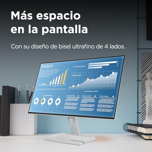 Lenovo L27i-4B - Monitor 27" (IPS, 1920 x 1080 px, 16:9, 100 Hz, Tiempo de Respuesta 4ms, HDMI, VGA, Montaje VESA 100 mm, Soporte de Inclinación) Color Gris Nube, Versión Actual