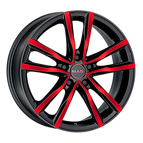MAK Milano Negro Y Rojo 8 x 18 Et42 5 X 112 Hub Llantas de aleación de perforación 76