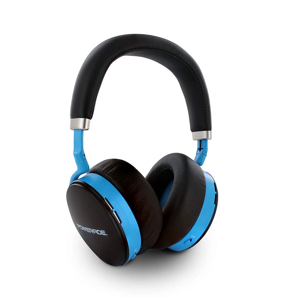 Powerade 480189 ANC - Auriculares de Diadema con reducción de Ruido (Bluetooth apTX, Baja latencia y Manos Libres Integrado, autonomía de 24 Horas), Color Negro y Azul