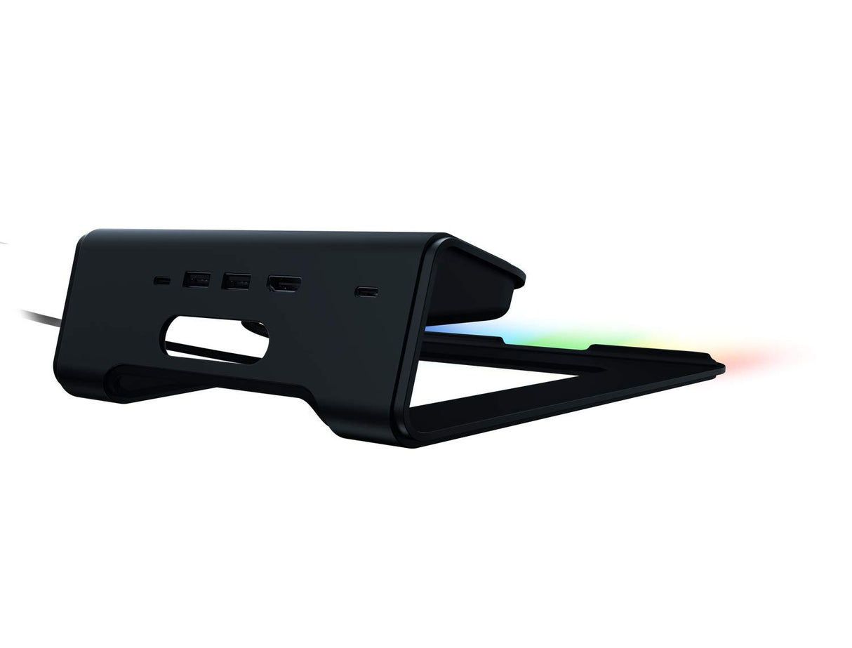 Razer Soporte para portátil Chroma V2: iluminación Chroma RGB Personalizable - Diseño ergonómico - Construcción de Aluminio anodizado - Hub USB-C de 4 Puertos - Negro Mate