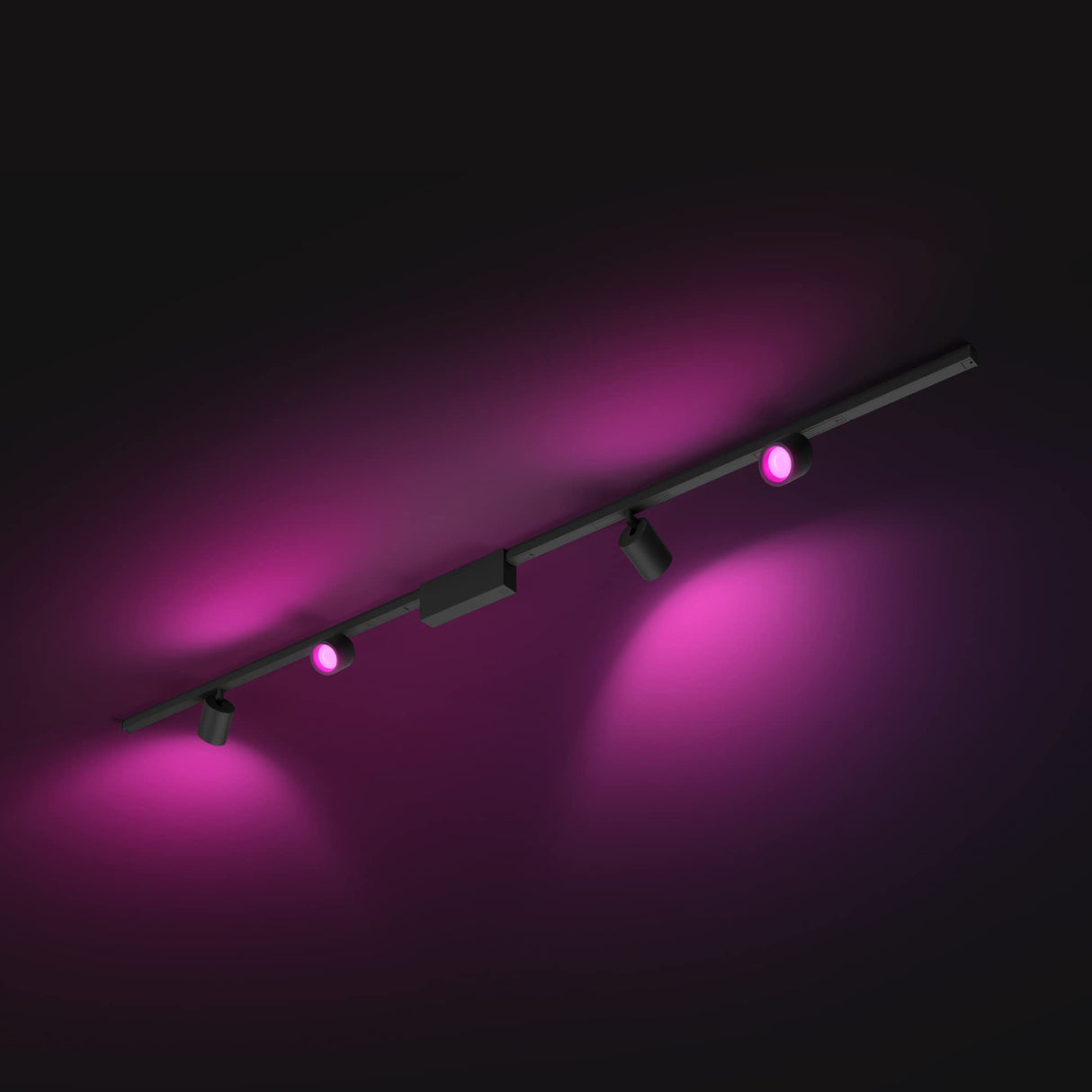 Philips Hue - Perifo Iluminación en carril Luz Blanca y de Colores - Set carril y 4 focos (negro) - 212cm - Anclajes incluidos