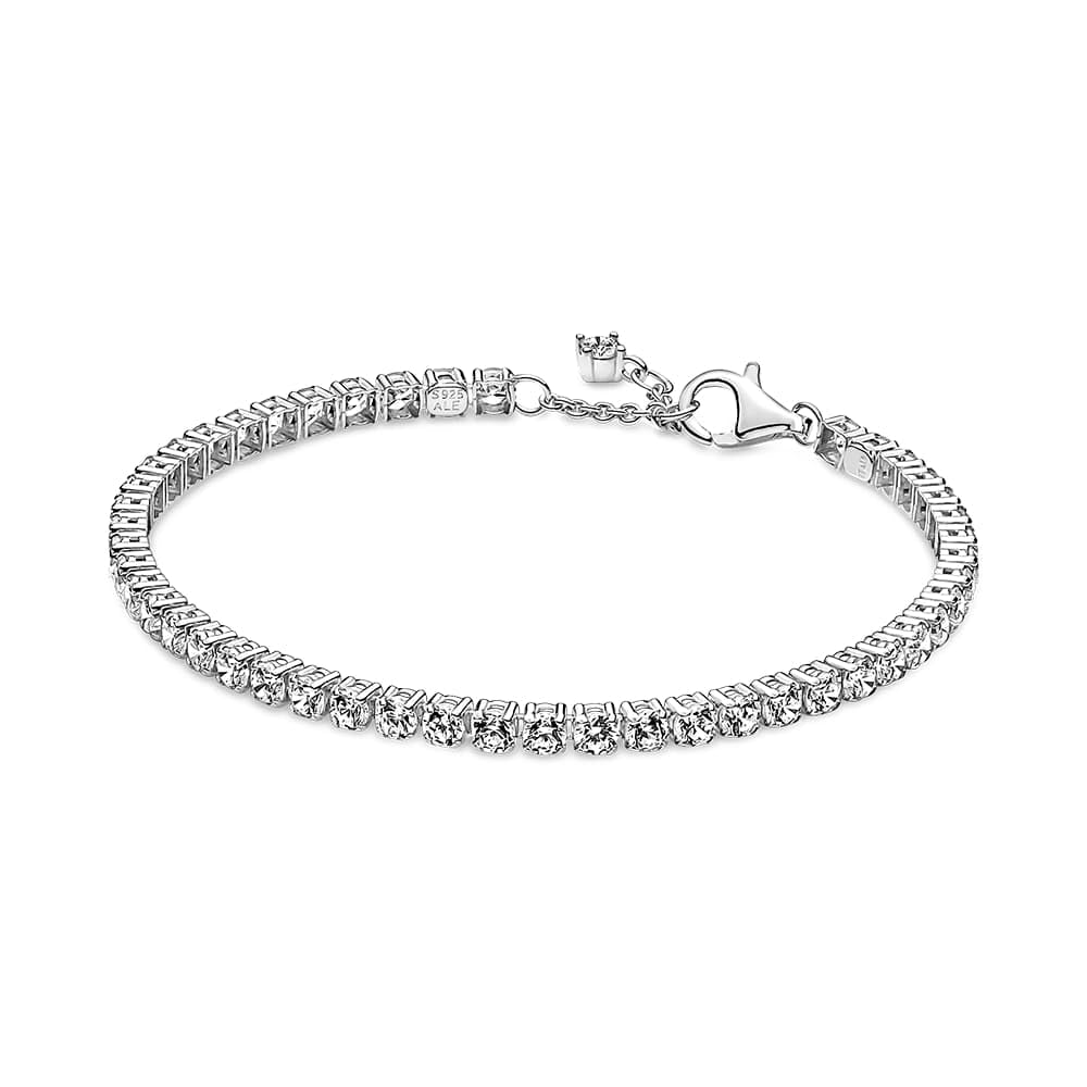 Pandora Timeless Pulsera de tenis centelleante de plata de ley con circonitas cúbicas transparentes, 16