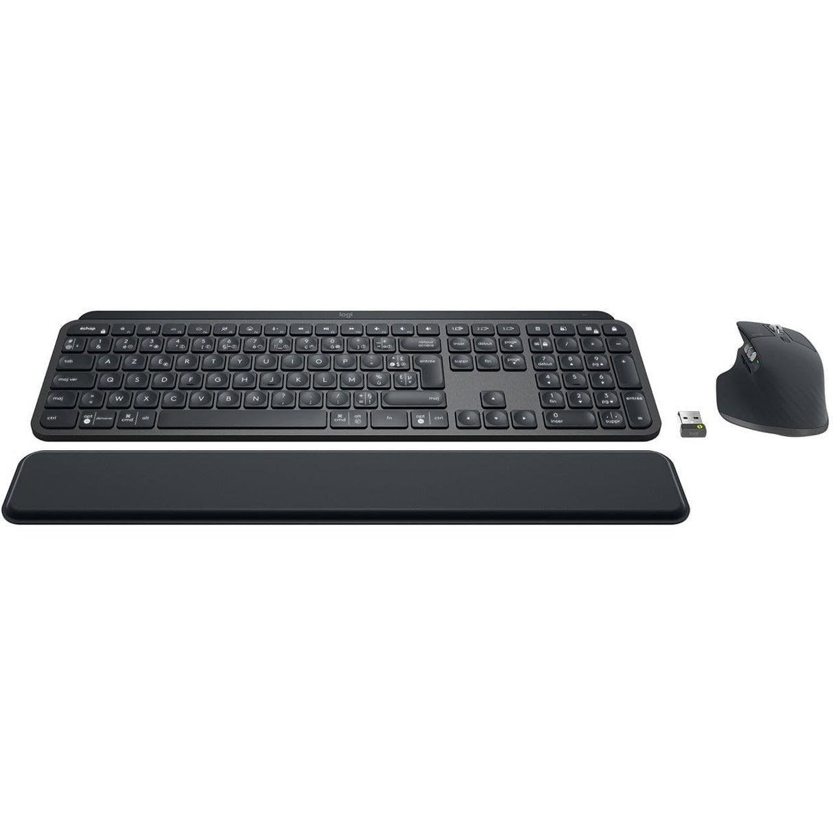 Logitech Combinación de claves empresariales MX | Gen 2. Diseñado para empresas. Teclado y ratón inalámbricos con reposamuñecas, QWERTZ alemán, color gris