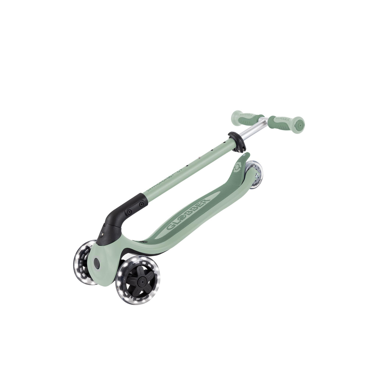 Globber GO•UP Baby 360 Lights - Patinete escalable de 3 Ruedas con Asiento y Respaldo para niños de 15 Meses a 6 años, Verde Salvia
