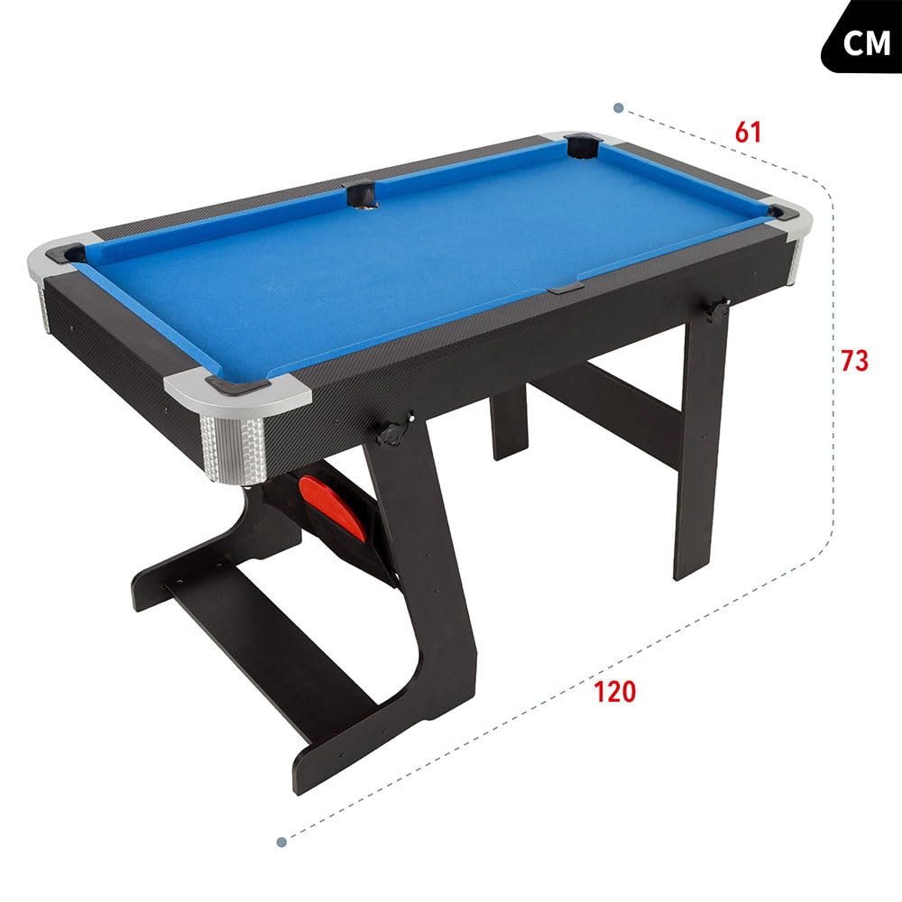 ColorBaby 85437 Mesa multijuegos Plegable, Billar y Ping Pong, 120x61x73 cm, De Madera, Incluye 2 Tacos, 16 Bolas, 1 Tiza, 1 Cepillo, 1 triángulo, 2 Palas, 1 Red y 3 Pelotas, 6 años y mas