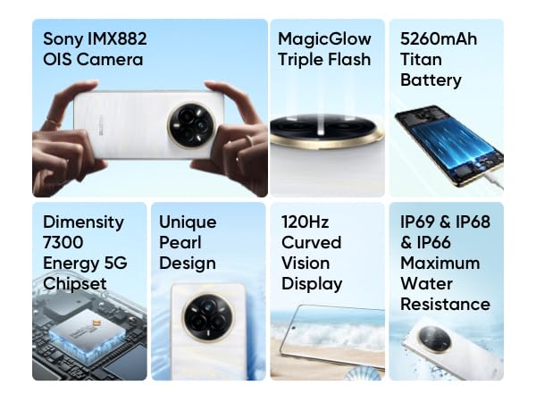 realme 14 Pro Smartphone 5G,Blanco,Batería 5260 mAh, cámara Sony IMX882 OIS AI,Diseño Que Cambia de Color con el frío,IP69,18GB(8+10expansión)+256GB,Exclusivo de Amazon(sin Adaptador)
