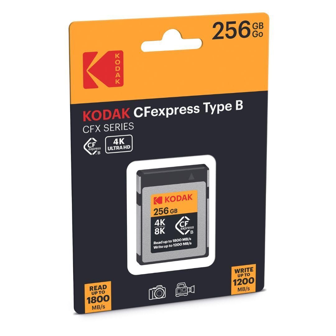 Kodak Tarjeta de Memoria CFexpress Tipo B de 256 GB con Lectura de 1800 MB y Escritura de 1200 MBps (EKMCFX256GK)