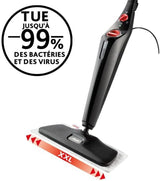 Vileda Steam PLUS XXL + Recambio Power Pad, Mopa a vapor para una limpieza más higiénica, elimina el 99,9% de bacterias, óptima para alfombras y moqueta, apto para todo tipo de suelos