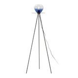 LAMPARA DE PIE 60X60X160 METAL NEGRO/CRISTAL AZUL