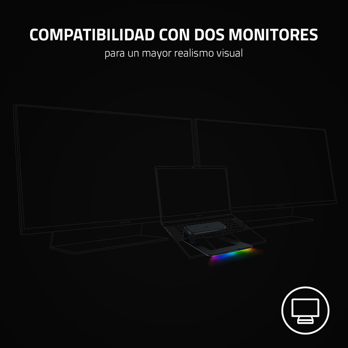 Razer Laptop Stand Chroma V2 - Soporte para Ordenador portátil con iluminación RGB Chroma (Hub USB 3.0 con 3 Puertos, ángulo de inclinación de 18 Grados, Aluminio y diseño ergonómico)