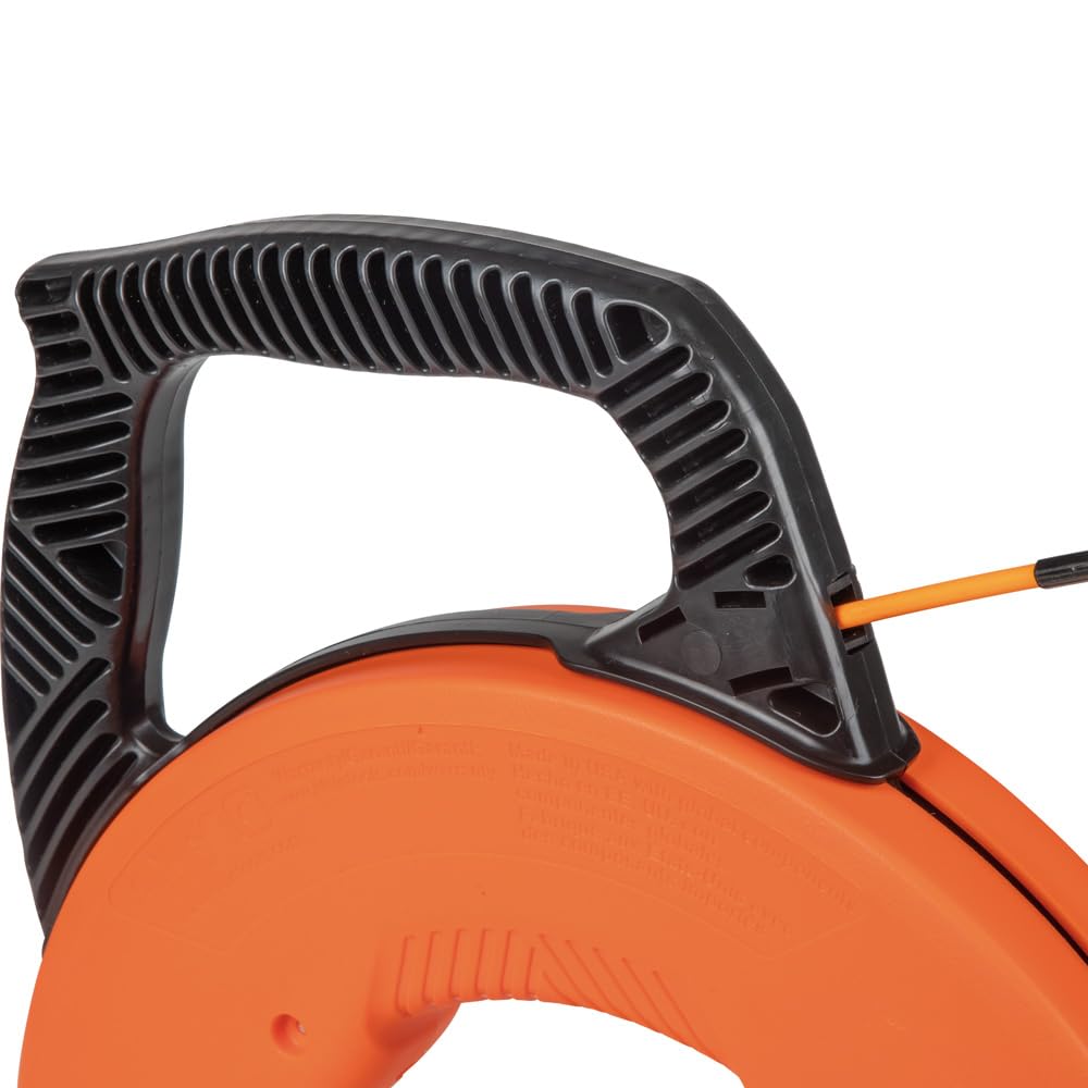 Klein Tools Cinta de pescado, extractor de alambre de fibra de vidrio con líder de acero en espiral, carcasa optimizada y mango, 15 m 56350