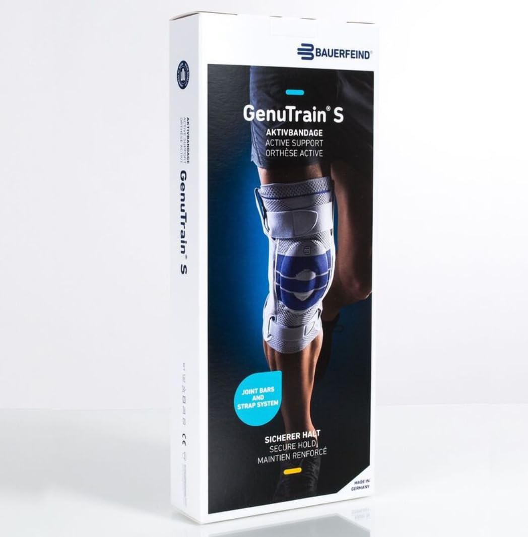 BAUERFEIND Vendaje de Rodilla, GenuTrain S, titán,Izquierdo, Talla 4