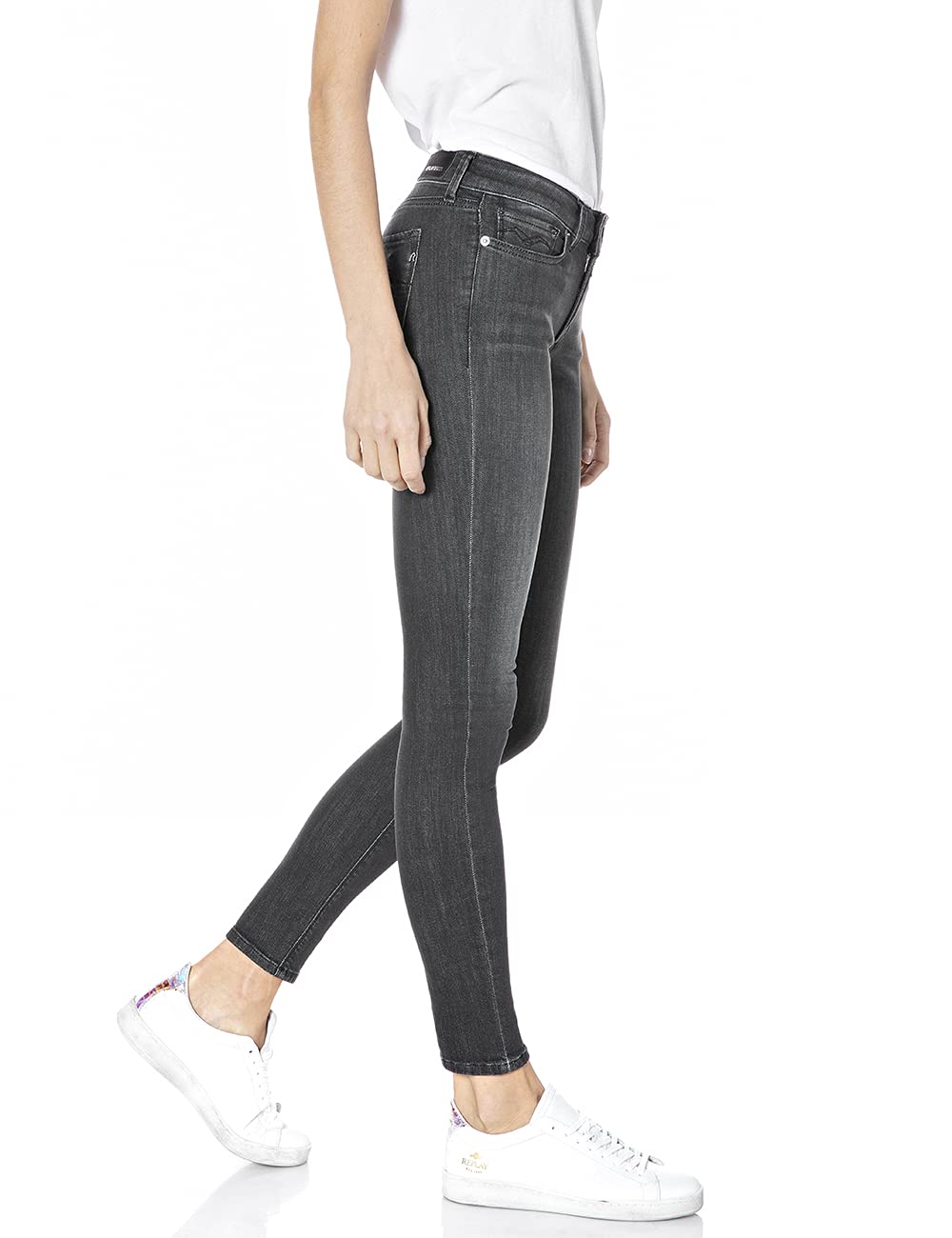REPLAY Luzien Powerstretch Denim Jeans para Mujer, Negro (098 Black), 31W/30L