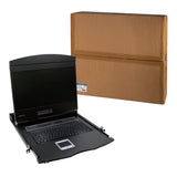 LogiLink Professional LC902GE - Consola KVM LCD con Monitor TFT de 48,26 cm (19 Pulgadas) y Teclado (DE) para Armario de Servidor/Red, Color Negro