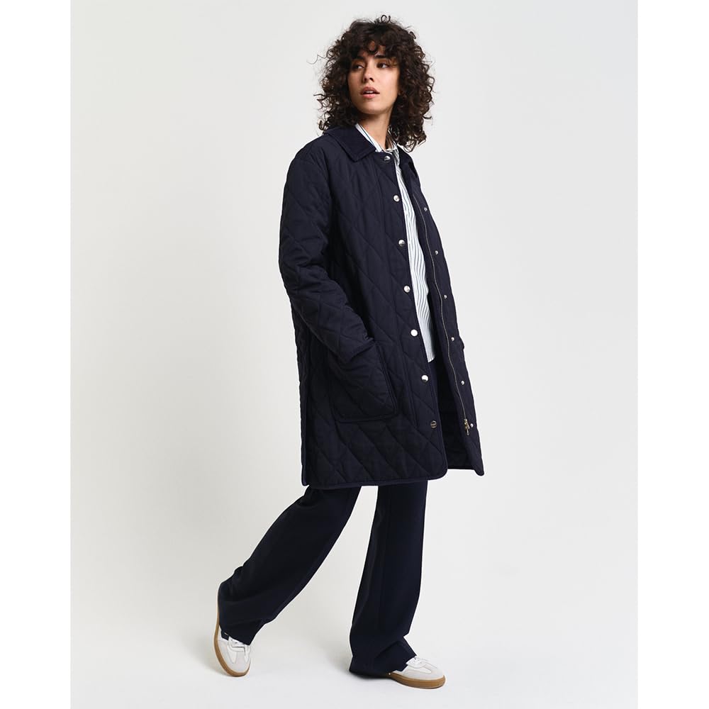 GANT Abrigo Acolchado con Detalles de Pana, Azul Noche, S Mujeres