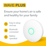 Airthings 2930 Wave Plus: monitor de radón y de la calidad del aire con detector de CO2, COV, presión de aire, humedad y temperatura