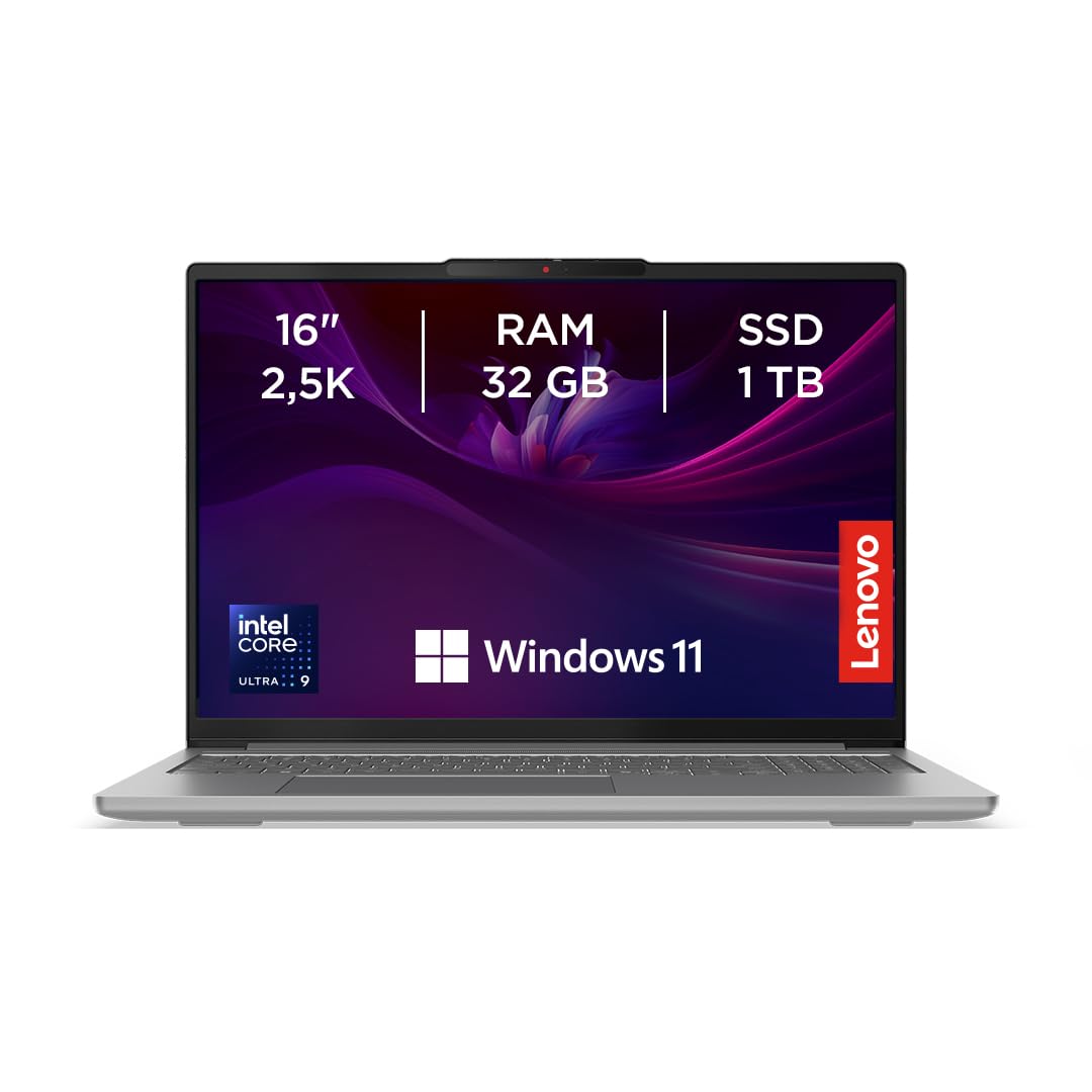Lenovo IdeaPad Pro 5 Gen 9 - Ordenador Portátil con IA 16" 2.5K (Intel Core Ultra 9 185H, 32 GB RAM, 1TB SSD, Gráficos Intel ARC, Wi-Fi 6E, Windows 11 Home) Teclado QWERTY Español – Gris