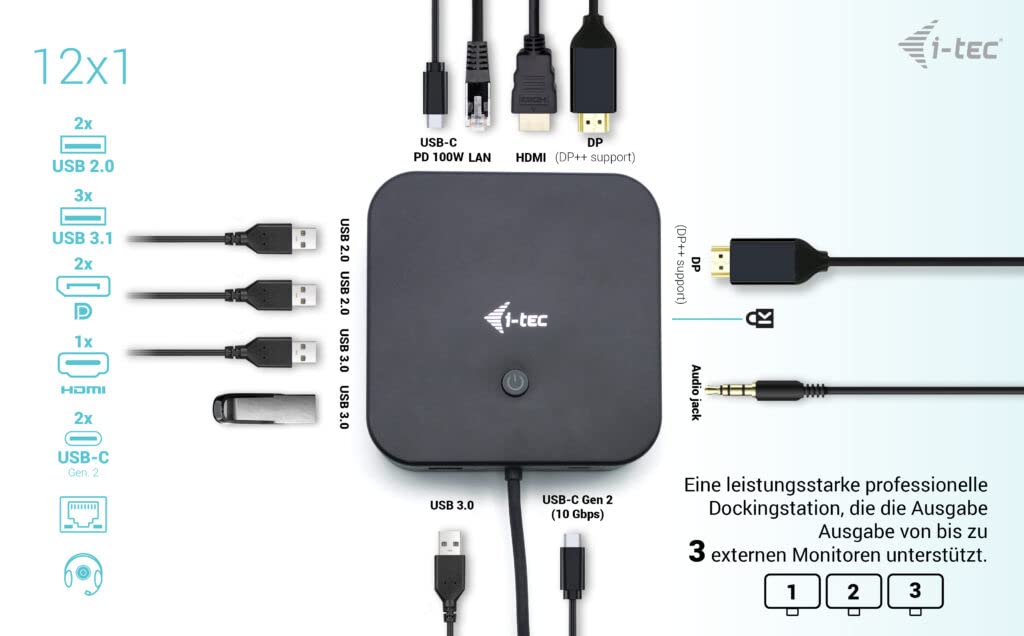 Hub USB i-Tec C31TRI4KDPDPRO100 Negro