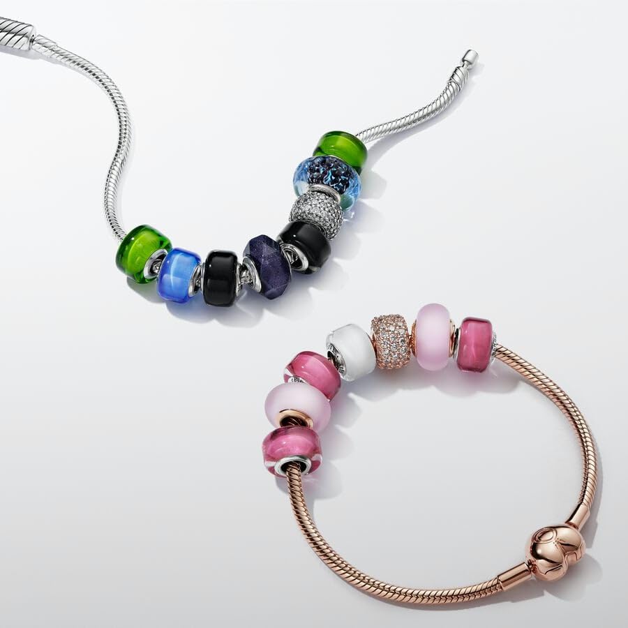 Pandora Pulsera chapada en oro rosa de 14 quilates con cierre de corazón 583050C00-21, 21 cm, Metal, Sin gemas