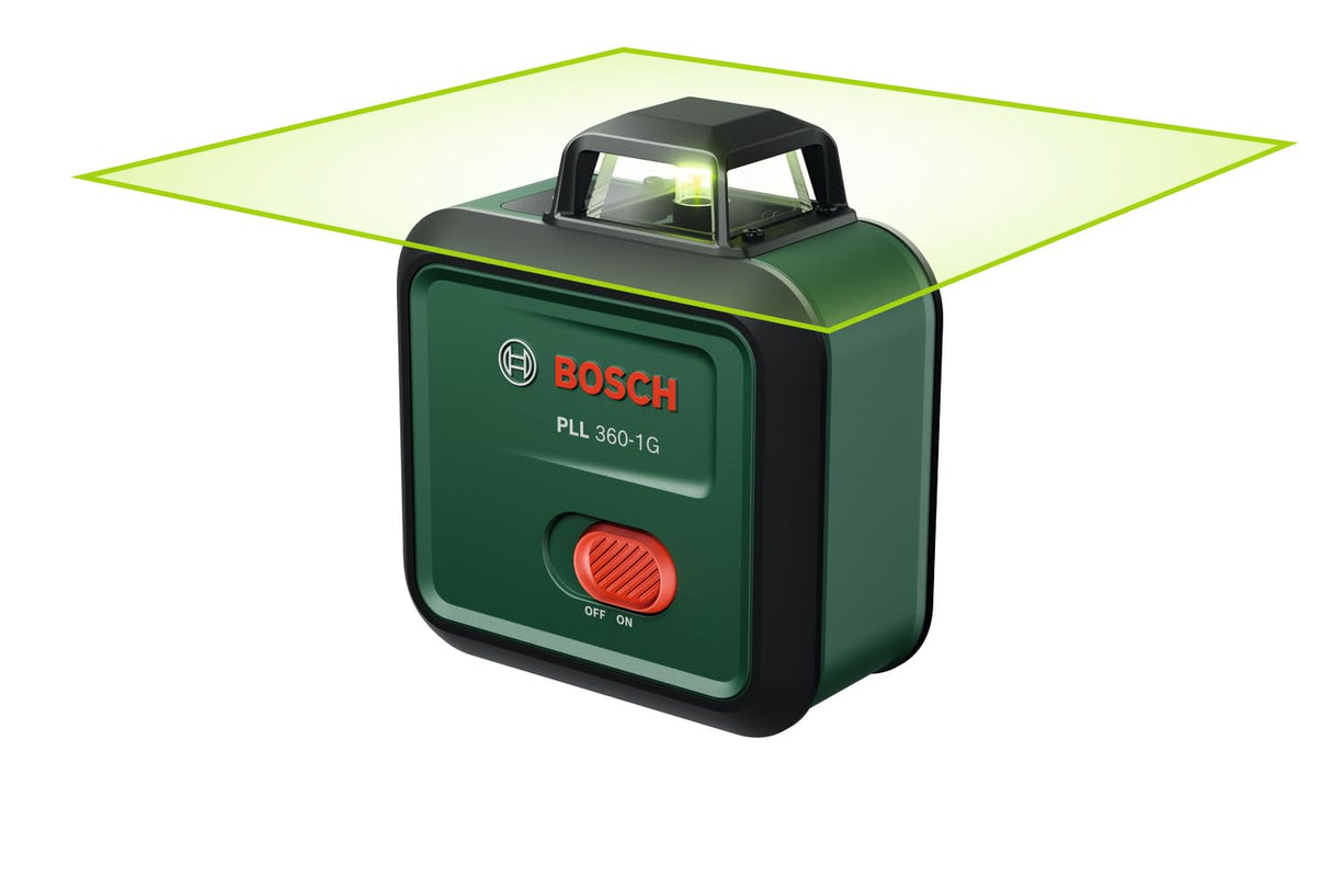 Nivel láser PLL 360-1G de Bosch (láser verde de 360°, autonivelante, precisión de ±0,4 mm/m, batería recargable de iones de litio integrada, carga USB-C®, en caja de cartón para comercio electrónico)
