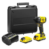 STANLEY FATMAX SFMCF810D2K-QW - Atornillador de Impacto 18V, Motor Brushless, 170 Nm 3500 ips/min, 1 Maletín 2 Baterías 2Ah 1 Cargador Gama FATMAX V20