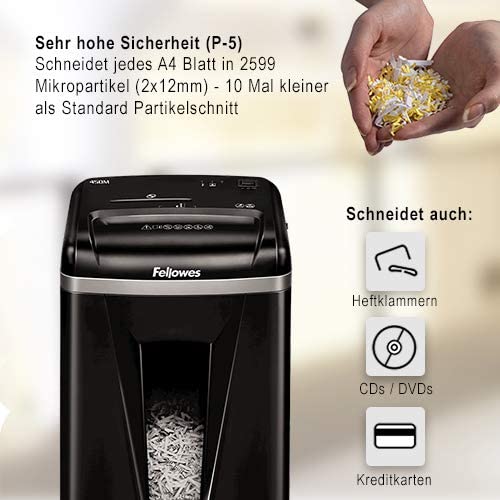 Fellowes 450M - Destructora trituradora de papel, microcorte, 9 hojas