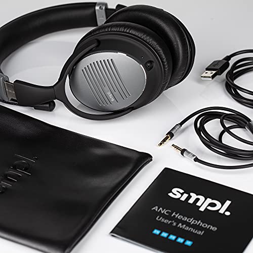 Smpl Auriculares Inalámbricos con Cancelación de Ruido - Cascos Bluetooth con micrófono, 16h de batería, para trabajo/viajes/ordenador/teléfono/TV - Negro, Talla única