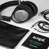 Smpl Auriculares Inalámbricos con Cancelación de Ruido - Cascos Bluetooth con micrófono, 16h de batería, para trabajo/viajes/ordenador/teléfono/TV - Negro, Talla única