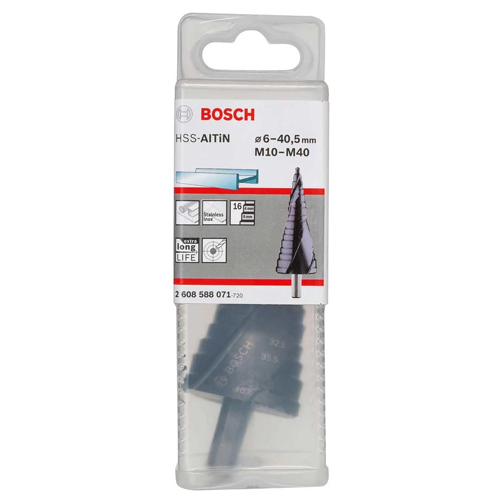 Bosch 2 608 588 071 - Broca escalonada HSS-AlTiN - M10-M40, 10,0 mm, 125,5 mm (pack de 1)