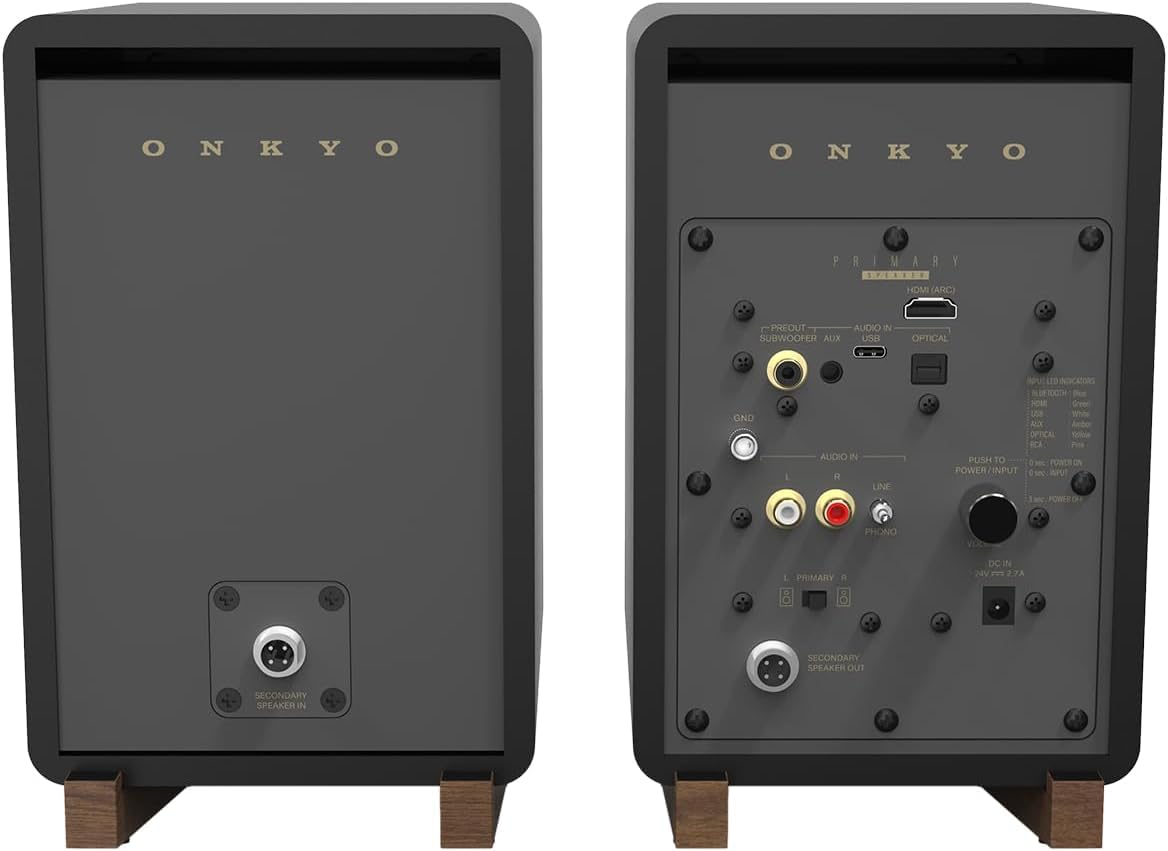 ONKYO Creator Series GX-30ARC Powered Speakers, Black - 4" woofer, HDMI ARC, USB/C, Line/Phono, Optical Ports, Bluetooth 5.3 Audio connectivity