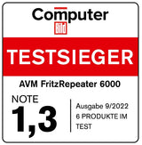 AVM Fritz!Repetidor 6000 (WiFi 6 repetidor con Tres Unidades de Radio: 5 GHz (2 x hasta 2400 Mbps) 2,4 GHz (hasta 1.200 Mbps, 2,5 Gigabit LAN y versión en alemán)