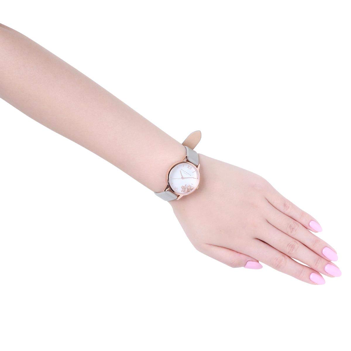 Olivia Burton Reloj Analógico de Cuarzo para Mujer con Correa en Piel Gris - OB16CH03