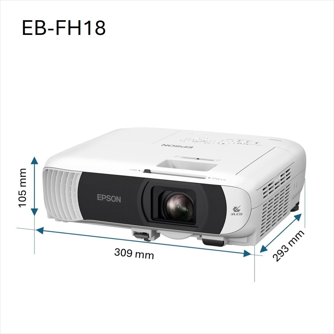 EB-FH18 es un proyector de lámpara Full HD asequible con 2 Puertos HDMI, WiFi con compatibilidad con Apple AirPlay 2, Gran Pantalla de proyección de hasta 304 Pulgadas y 4.100 lúmenes