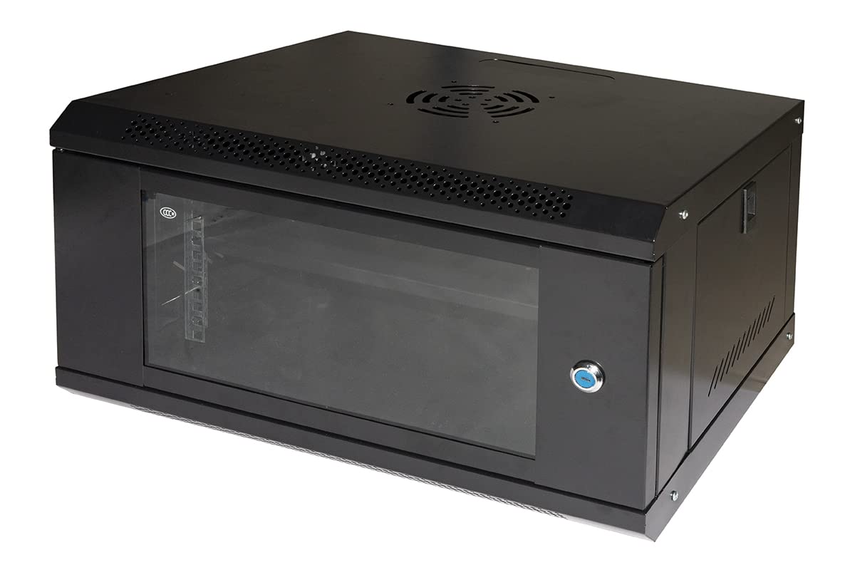 Armario Rack 19" 6U Link Serie Light Color Negro con Puerta de Cristal (AxPxL) 300 x 400 x 530 mm Estante Incluido