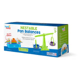 Learning Resources Set de 4 balanzas con platillos apilables, balanza con Dos platillos Transparentes para líquidos y sólidos, balanza para niños fácil de Montar, balanza para el Aula