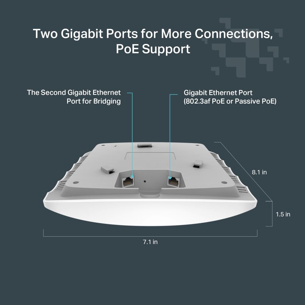 TP-Link Festa F54 | Punto de Acceso WiFi 5 Dual-Banda AC1750, Montaje en Techo, 1× Puerto PoE Gigabit, Gestión centralizada en la Nube Gratuita, Configuración y Uso fáciles, sin Necesidad de IT.