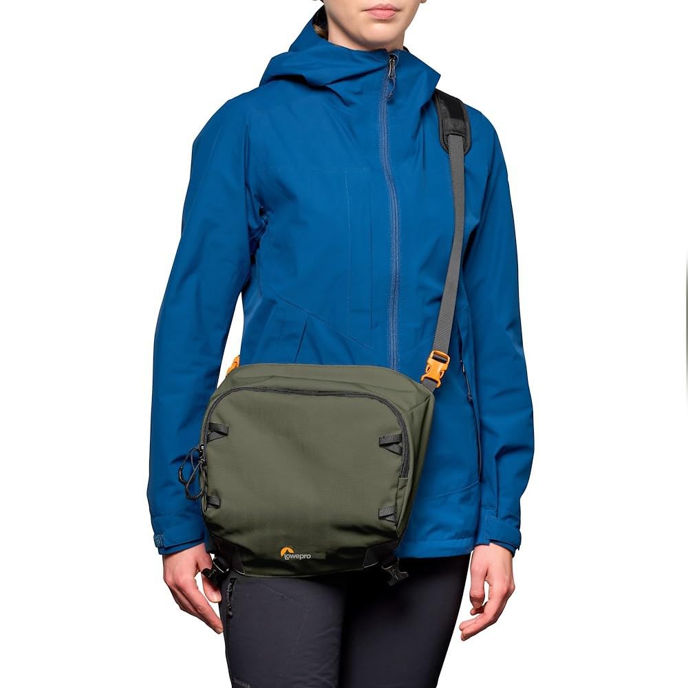 Lowepro PhotoSport PRO BP 70L AW IV - Mochila para cámaras réflex sin espejo, acceso delantero/trasero, compartimento extraíble para cámara, correas para accesorios, talla S/M, gris oscuro/verde
