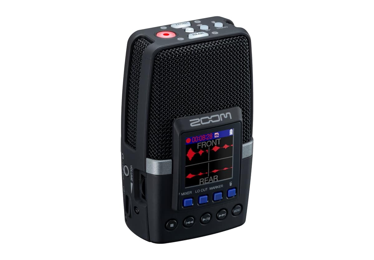 Zoom - H2essential - Grabador Estéreo Digital, Grabador de Voz Profesional de 4 Pistas con Pantalla LCD de 1,3'' y Puerto USB-C, Grabador de Audio Compatible con Mac, PC, Android e IOS, Batería de 20h