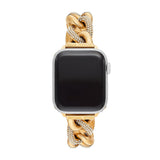Michael Kors Correa de acero inoxidable o acetato para mujer, compatible con Apple Watch de 38 mm/40 mm/41 mm, Tono Oro